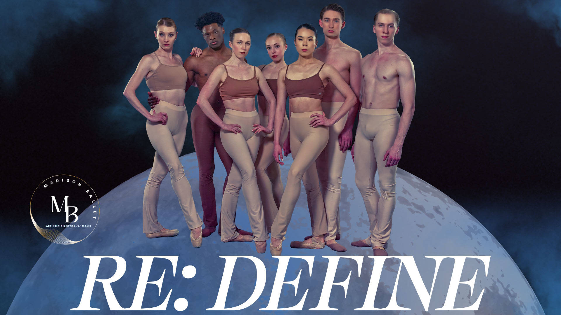 Banner reads: "Re:Define" with the Madison Ballet logo and a group image of the dancers in nude clothing.