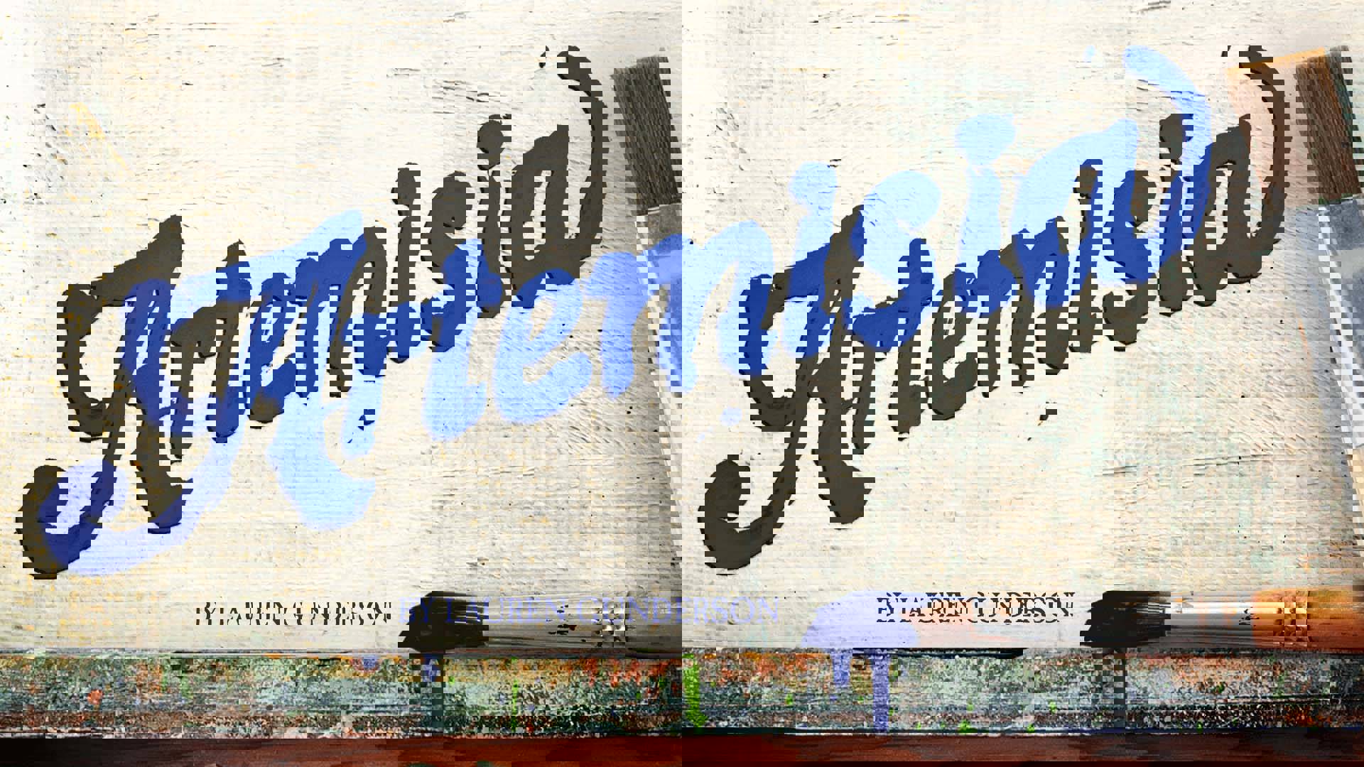 Banner text reads: Artemisia by Laren Gunderson. Artemisia is written in Blue paint on a canvas next to paint brushes.