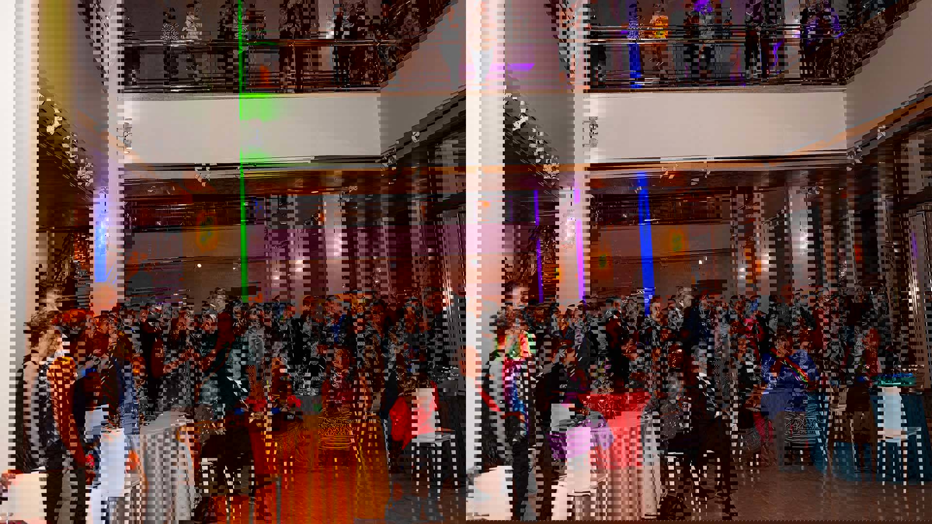 A lobby full of people.