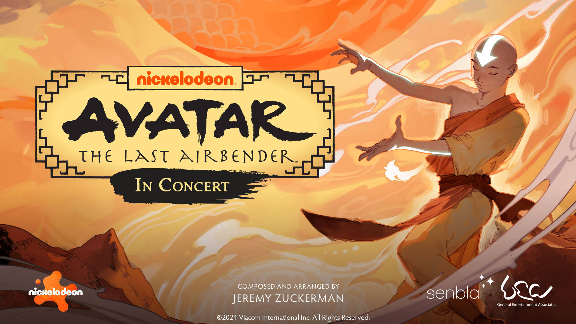 Banner reads: "Avatar the Last Airbender in Concert. Composed and arranged by Jeremy Zuckerman." 