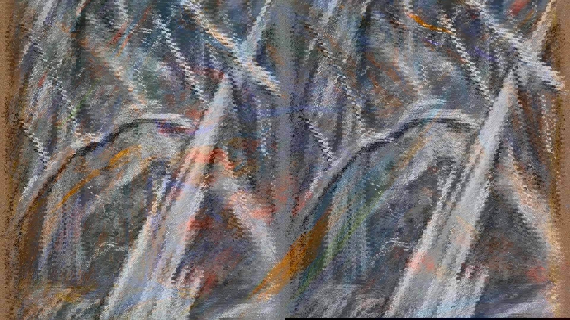 Impressionist view of grey branches.