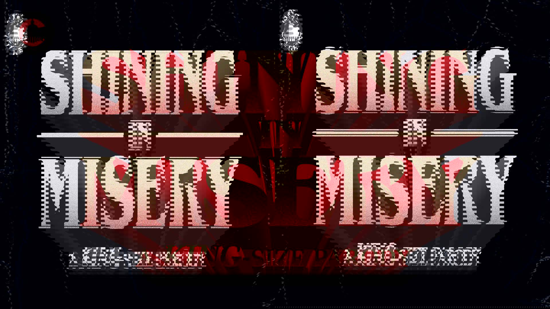 Banner text reads: Shining in Misery A KING-Size Parody. White and read lettering on a black background.
